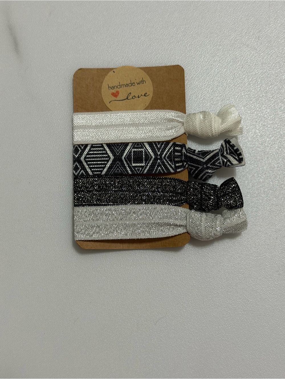 JSCatalog Black & White Elastic Hair Tie Set